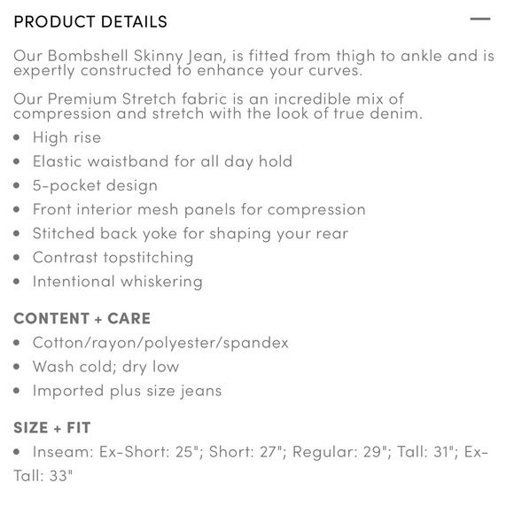 Bombshell skinny 14R New with tags NWT ( rt) - Picture 3 of 4